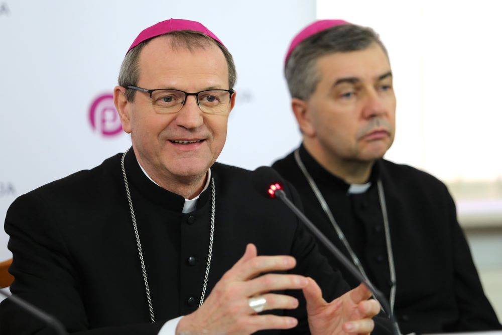 Archbishop Tadeusz Wojda of Gdansk, Poland, speaks during a news conference in Warsaw after being elected the new president of the Polish bishops' conference March 14.